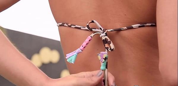  Wonderful female masturbates after taking her bikini off